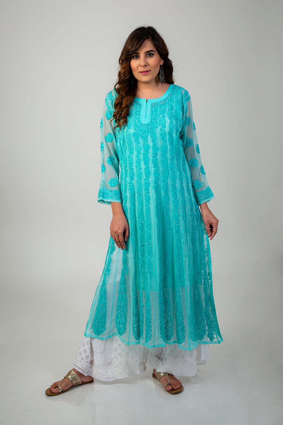 Buy Women Handmade Lucknowi Chikankari Cotton Anarkali Kurta Handcrafted  Chikan Cotton Fancy Ethnic Wear Anarkali Kurta Kurti Dress Gift for Her  Online in India - Etsy